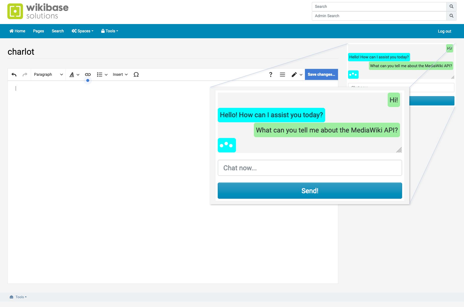 Interface of embedded AI in MediaWiki